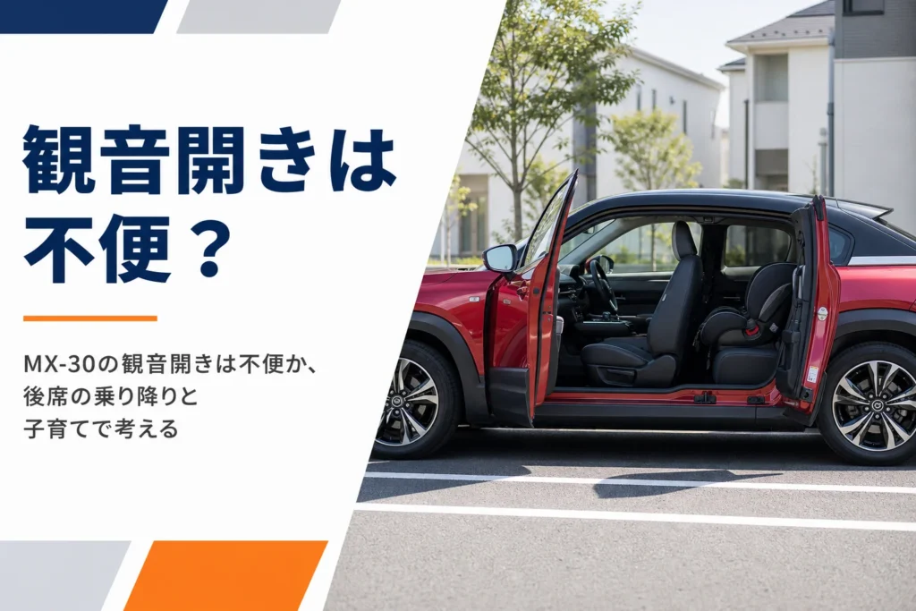 前後のドアを開いたMX-30を横から見たイメージ