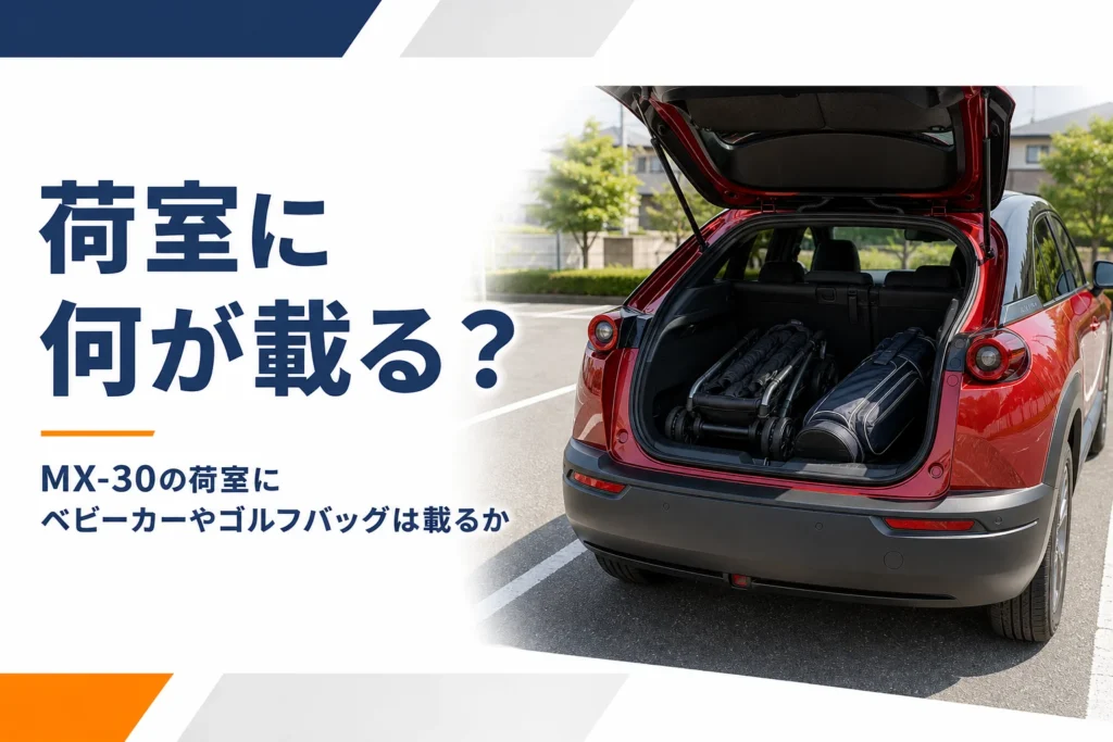 リアゲートを開けたMX-30の荷室に荷物を積んだイメージ